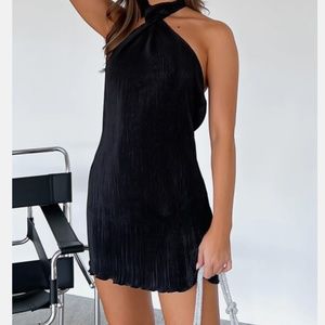 Mini black halter dress